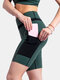 Frauen Patchwork Biker Shorts mit hoher Taille und Tasche Sportboden - Grün