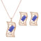 Elegant Jewelry Set Rectangle Resin Necklace Earrings Set - Blue
