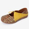 LOSTISY Adjustable Elastic Band Hollow Out Splicing Casual Flat Shoes - Yellow