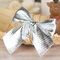 12pcs Christmas Tree Red Gold Silver Bow Ornament  Party Wedding Small Pendant Ribbon Decor - Silver