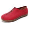 LOSTISY Suede Elastic Band Slip Resistant Lazy Slip On Closed Toe Casual Flat Loafers - Red