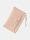 Women Faux Leather Fashion Multi-Compartments Multifunction Slim Short Wallet Coin Purse - Pink