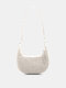Women Dacron Fashion Plush Solid Color Crossbody Bag Shoulder Bag - White