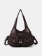 Women Faux Leather Multi-Pocket Large Capacity Shoulder Bag Crossbody Bags - Coffee