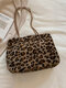 Women Plush Brief Solid Color Leopard Zebra Large Capacity Crossbody Bag Tote - #06
