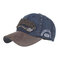 Washed Cotton American Embroidery Baseball Cap  - Navy