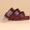 Women Rivet Punk Style Cowhide Leather Belts Casual Vintage Pin Buckle Wide Waistband - Red Brown