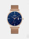 6 Colors Stainless Steel Men Casual Business Watch Decorative Calendar Pointer Quartz Watches - Blue Dial Rose Gold Band