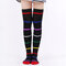 New Rainbow Stripes Over The Knee Socks Color Personality Fashion Ladies High Socks Thigh Socks - 68-1 six color strip over the knee socks black