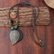 Vintage Double Layer Wood Pendant Necklace Handmade Round Plate Leaf Pendant Women Long Necklaces - As Picture