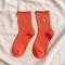 Curling Tube Socks Ladies Cartoon Embroidery Cat Stockings Cotton Solid Color Sports Socks - Orange Red
