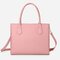Women Casual Shopping Multifunction Handbag Solid Shoulder Bag - Pink