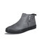 Men Side Zipper Casual Warm Lined Button High Top Sneakers - Gray
