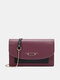 Women Faux Leather Fashion Multifunction Color Matching Chain Crossbody Bag Phone Bag - Wine Red