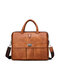Menico Men's Faux Leather Business Casual Tote Briefcase Crossbody Large Capacity Laptop Bag - Brown