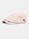 Men Cotton Solid Color Retro All-match Forward Hat Flat Cap Beret - Beige