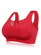 7XL Plus Size Wireless Lace-trim Full Coverage Seamless Sport Yoga Bras - Red