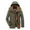 Winter Thicken Warm Multi Pockets Solid Color Detachable Hood Jacket for Men - Army Green