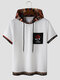 Herren-T-Shirts mit Kapuze, Ethno-Muster, geometrischer Besatz, Textur, Rose - Weiß