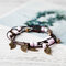 Vintage Charm Bracelet Wax Rope Ceramics Leaves Small Bell Charm Bracelet Ethnic Jewelry for Women - #4