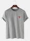 Mens 100% Cotton Strawberry Printed Round Neck Casual Short Sleeve T-shirts - Gray