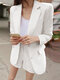Solid Long Sleeve Button Front Lapel Two Pieces Suit - White