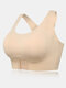 Women Seamless Breathable Correct Hunchback Gather Front Closure Wide Straps Bra - Nude