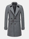 Mens British Style Mid-Length Woolen Thicken Warm Casual Belted Overcoat - Gray