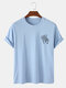 100% Cotton Mens Gesture Print Short Sleeve T-Shirt - Blue
