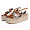 Women Summer Beach Shoes Buckle Decoration Espadrilles Platform Sandals - Gold