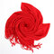 Women Cashmere Artificial Silk Tassel Fringe Shawl Wrap Long Range Scarf - Red
