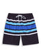 Men Stripe Casual Shorts Quick Drying Colorblock Mid Length Beach Board Shorts with Mesh Liner - Blue