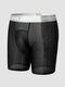Men Mesh Breathable Stitching See Through Printing Waistband Boxers Brief - Black