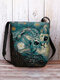 Women Cat Pattern Print Colorful Galaxy Felt Bag Crossbody Bag - Green