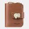 Women Genuine Leather Trifold 10 Card Slots Money Clip Wallet Purse Coin Purse - Brown
