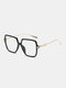 Unisex Metal Resin Full Big Square Frame Anti-blue Light Eye Protection Flat Glasses - Black
