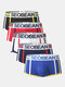 5Pcs Mens Premium Cotton Contrast Striped Breathable Logo Waistband Boxer Briefs - #1