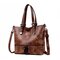Vintage Faux Leather Large Capacity Handbag Tote Bag Shoulder Bag For Women - Yellow