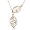 Gold Silver Plated Two Leaves Pendant Necklace  - Gold