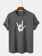 Mens Gesture Graphic Crew Neck Casual Short Sleeve Cotton T-Shirts - Dark Gray