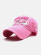 Unisex Cotton Letter Pattern 3D Embroidery Patch Washed Sunshade Baseball Cap - Pink