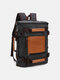 Men Vintage Canvas Multifunction Large Capacity Color Matching Travel Backpack - Black