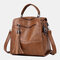 Women Multi-Carry Anti theft Tassel Multi-pocket Crossbody Bag Backpack - Brown
