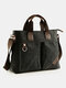 Menico Men's Canvas Business Casual Tote Outdoor Messenger Bag Shoulder Bag - Black