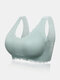 Plus Size Women Seamless Wireless Solid Breathable Lightly Lined Sleep T-Shirt Bra - Gray