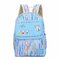 Women Color Strip Cute Cat Pattern Backpack - Blue