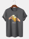 Mens Beer Cheers Graphic Crew Neck Cotton Short Sleeve T-Shirts - Dark Gray