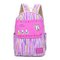 Women Color Strip Cute Cat Pattern Backpack - Pink
