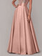Falda de cintura alta de satén plisada de color liso para mujer - Rosado