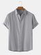 Mens Solid 6 Color Breathable Turn-Down Collar Casual Shirt - Grey